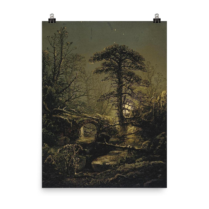 Night in the Forest by William Louis Sonntag, 1859 poster on a plain backdrop in size 8