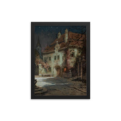 Night in the Summer by Georg Janny, 1926 framed print on a plain backdrop in size 12"x16".