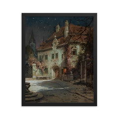 Night in the Summer by Georg Janny, 1926 framed print on a plain backdrop in size 16"x20".