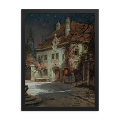 Night in the Summer by Georg Janny, 1926 framed print on a plain backdrop in size 18"x24".