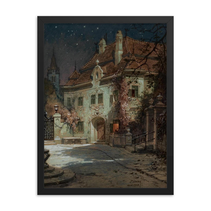 Night in the Summer by Georg Janny, 1926 framed print on a plain backdrop in size 18