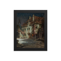 Night in the Summer by Georg Janny, 1926 framed print on a plain backdrop in size 8"x10".