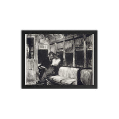 Night on the L Train by Edward Hopper, 1918 framed print on a plain backdrop in size 12"x16".