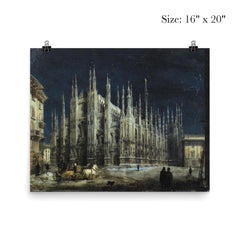 Night on the Piazza del Duomo by Angelo Inganni poster 2