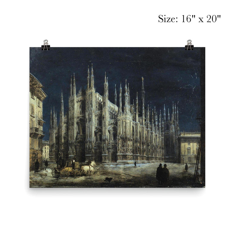 Night on the Piazza del Duomo by Angelo Inganni poster 2
