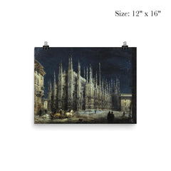 Night on the Piazza del Duomo by Angelo Inganni poster 3