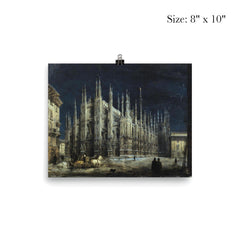 Night on the Piazza del Duomo by Angelo Inganni poster 4