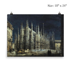 Night on the Piazza del Duomo by Angelo Inganni poster 5