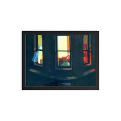 Night Windows by Edward Hopper framed print on a plain backdrop in size 12"x16".