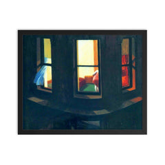 Night Windows by Edward Hopper framed print on a plain backdrop in size 16"x20".