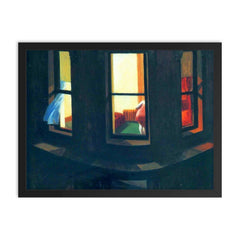 Night Windows by Edward Hopper framed print on a plain backdrop in size 18"x24".