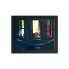 Night Windows by Edward Hopper framed print on a plain backdrop in size 8"x10".