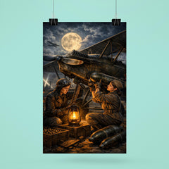 Night Witches mechanic rearming biplane by lantern poster 6
