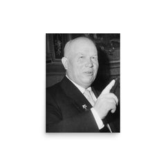 Nikita Khrushchev poster on a plain backdrop in size 12"x16".