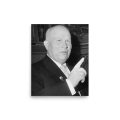 Nikita Khrushchev poster on a plain backdrop in size 8"x10".