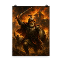 Nikola Subic Zrinski last charge from burning fortress poster on a plain backdrop in size 8"x10".