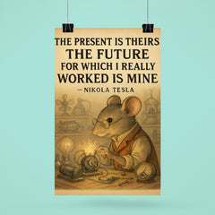 Nikola Tesla inspiring poster quote the present is theirs the future I worked for is mine poster 6