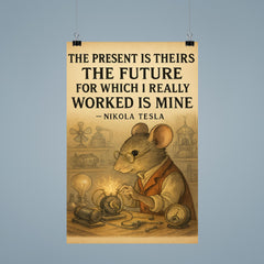 Nikola Tesla inspiring poster quote the present is theirs the future I worked for is mine poster 9