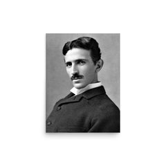 Nikola Tesla poster on a plain backdrop in size 12"x16".