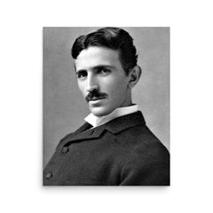 Nikola Tesla poster on a plain backdrop in size 16"x20".