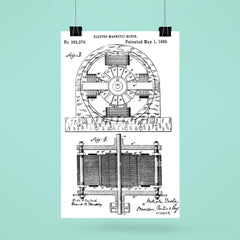 Nikola Tesla's original patent for the electro-magnetic motor poster 6