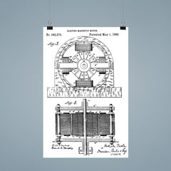 Nikola Tesla's original patent for the electro-magnetic motor poster 9