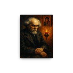 Nikolai Berdyaev amid exile and icon lamp canvas print on a plain backdrop in size 12"x16".