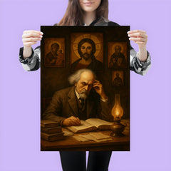 Nikolai Berdyaev in exile study with icons poster 3