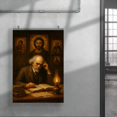 Nikolai Berdyaev in exile study with icons poster 4