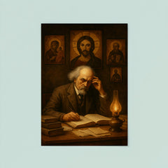 Nikolai Berdyaev in exile study with icons poster 8