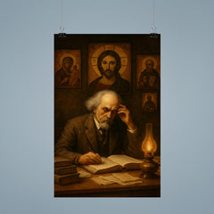 Nikolai Berdyaev in exile study with icons poster 9