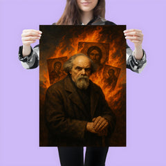 Nikolai Berdyaev in exile with burning icons poster 3
