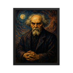 Nikolai Berdyaev mystical exile portrait framed print on a plain backdrop in size 16"x20".