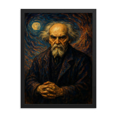 Nikolai Berdyaev mystical exile portrait framed print on a plain backdrop in size 18"x24".