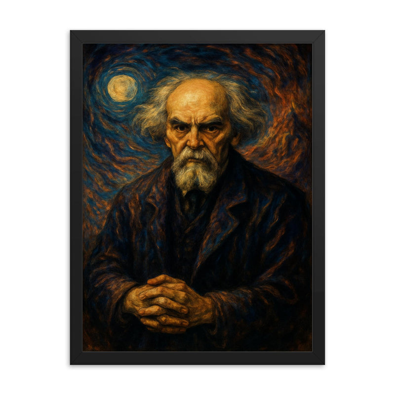 Nikolai Berdyaev mystical exile portrait framed print on a plain backdrop in size 18