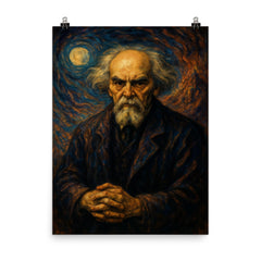 Nikolai Berdyaev mystical exile portrait poster on a plain backdrop in size 8"x10".
