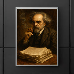 Nikolai Berdyaev smoking beside manuscript pages poster 5