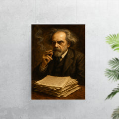 Nikolai Berdyaev smoking beside manuscript pages poster 7