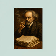 Nikolai Berdyaev smoking beside manuscript pages poster 8