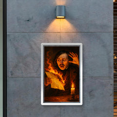 Nikolai Gogol burning manuscript in candle panic poster 2