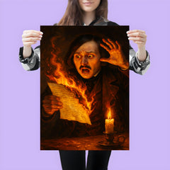 Nikolai Gogol burning manuscript in candle panic poster 3