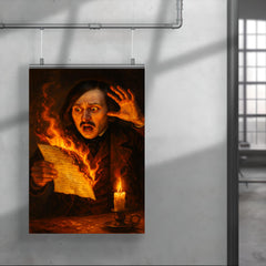 Nikolai Gogol burning manuscript in candle panic poster 4