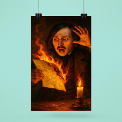 Nikolai Gogol burning manuscript in candle panic poster 6