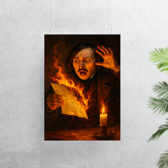 Nikolai Gogol burning manuscript in candle panic poster 7