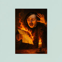 Nikolai Gogol burning manuscript in candle panic poster 8