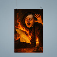 Nikolai Gogol burning manuscript in candle panic poster 9