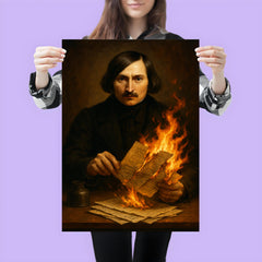Nikolai Gogol burning manuscript pages poster 3