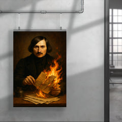 Nikolai Gogol burning manuscript pages poster 4