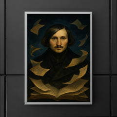 Nikolai Gogol nocturnal portrait with fluttering manuscript pages poster 5