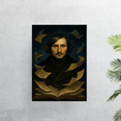 Nikolai Gogol nocturnal portrait with fluttering manuscript pages poster 7